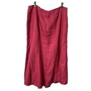 Precis Linen Skirt Womens 14 Petite Pink Floral Embroidered A-Line Midi